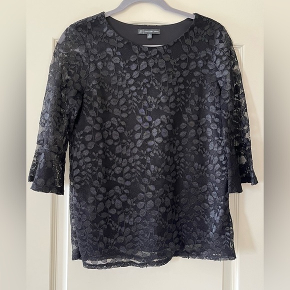 Adrianna Pappel Black Lace Overlay Blouse Women’s Size Small - Picture 1 of 15